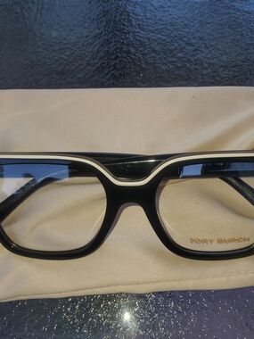 Tory Burch Black Frames with White Accent Eyeglasses